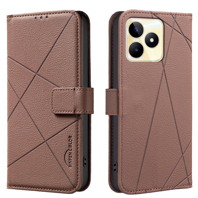 Geometric Pattern RFID Leather Phone Case, For Realme C75 4G, For Realme 12 5G Global, For Realme 12+ 5G, For Realme 12 Pro 5G / 12 Pro+ 5G Global, For Realme 11 4G Global, For Realme 11 5G Global / 11X, For Realme C53, For Realme C55