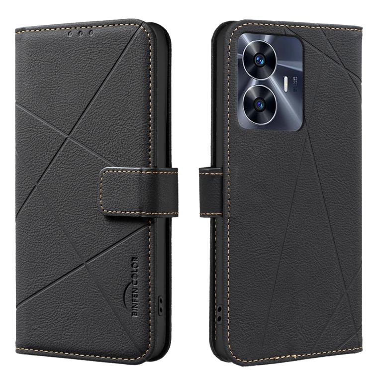 Geometric Pattern RFID Leather Phone Case, For Realme C75 4G, For Realme 12 5G Global, For Realme 12+ 5G, For Realme 12 Pro 5G / 12 Pro+ 5G Global, For Realme 11 4G Global, For Realme 11 5G Global / 11X, For Realme C53, For Realme C55