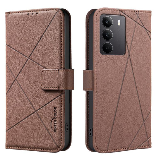 Geometric Pattern RFID Leather Phone Case, For Realme C75 4G, For Realme 12 5G Global, For Realme 12+ 5G, For Realme 12 Pro 5G / 12 Pro+ 5G Global, For Realme 11 4G Global, For Realme 11 5G Global / 11X, For Realme C53, For Realme C55