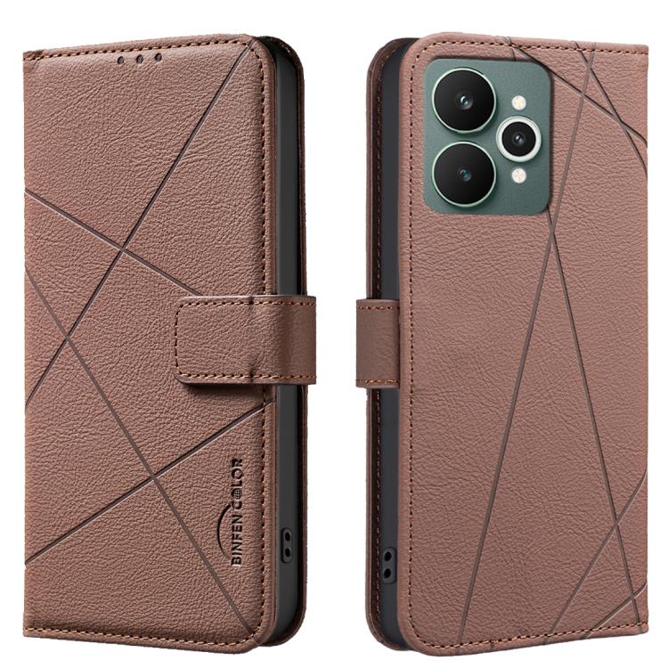 Geometric Pattern RFID Leather Phone Case, For Realme 16T 5G, For Realme 16 5G, For Realme 16 Pro+ 5G, For Realme 16 Pro 5G, For Realme 15 Pro 5G, For Realme 15 5G, For Realme C71 4G Global, For Realme 14x 5G