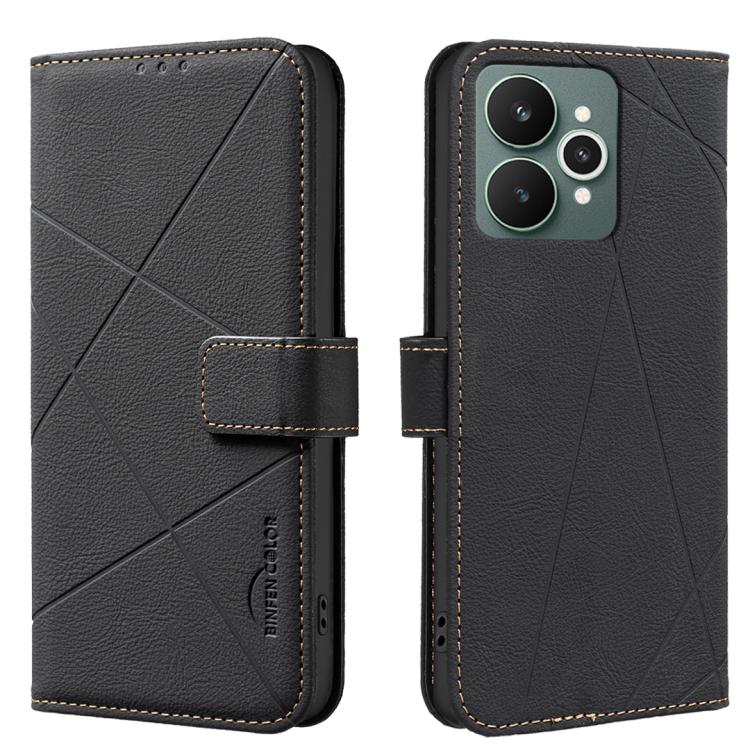 Geometric Pattern RFID Leather Phone Case, For Realme 16T 5G, For Realme 16 5G, For Realme 16 Pro+ 5G, For Realme 16 Pro 5G, For Realme 15 Pro 5G, For Realme 15 5G, For Realme C71 4G Global, For Realme 14x 5G