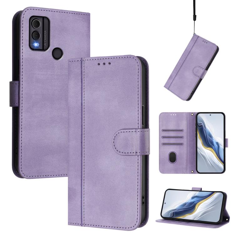 Line Splicing Buckle Retro Leather Phone Case, For Nokia G42 / G310, For Nokia C300, For Nokia C22, For Nokia C12, For Nokia G22, For Nokia C32