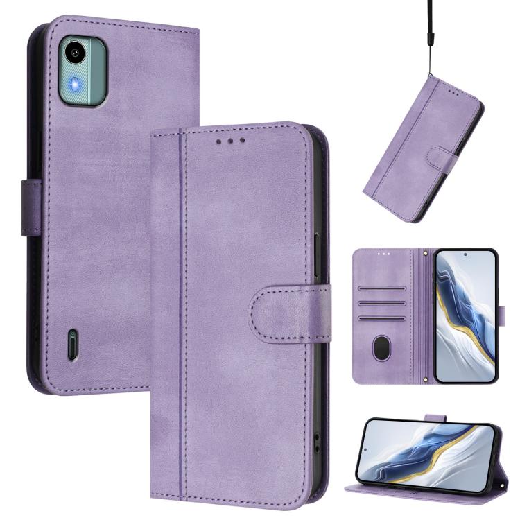 Line Splicing Buckle Retro Leather Phone Case, For Nokia G42 / G310, For Nokia C300, For Nokia C22, For Nokia C12, For Nokia G22, For Nokia C32