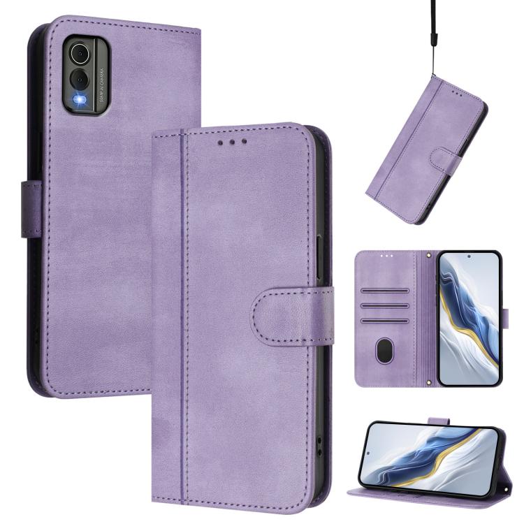 Line Splicing Buckle Retro Leather Phone Case, For Nokia G42 / G310, For Nokia C300, For Nokia C22, For Nokia C12, For Nokia G22, For Nokia C32