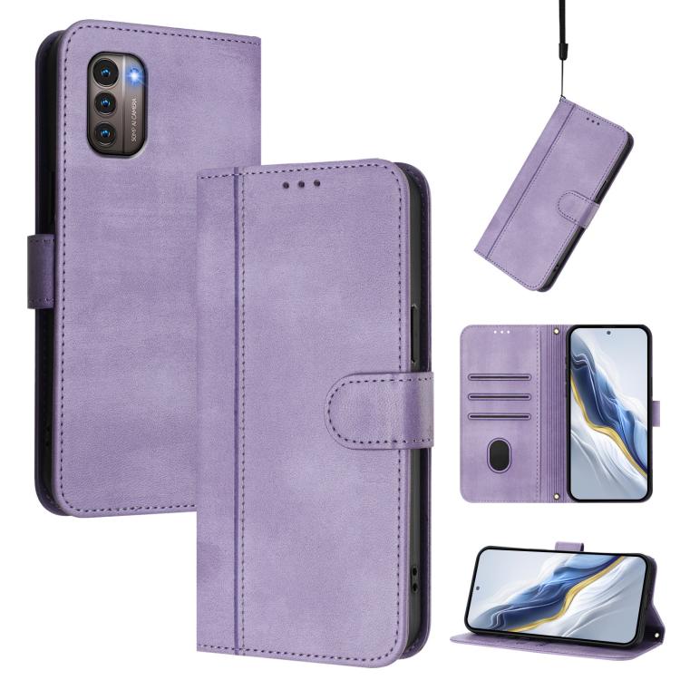 Line Splicing Buckle Retro Leather Phone Case, For Nokia C02, For Nokia X30 5G, For Nokia G400, For Nokia G11 4G / G21 4G, For Nokia C30, For Nokia C01 Plus / C1 2nd Edition
