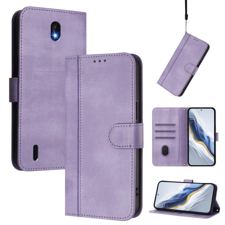 Line Splicing Buckle Retro Leather Phone Case, For Nokia C02, For Nokia X30 5G, For Nokia G400, For Nokia G11 4G / G21 4G, For Nokia C30, For Nokia C01 Plus / C1 2nd Edition