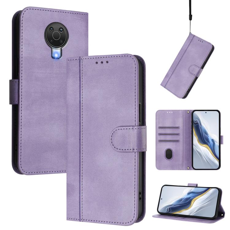 Line Splicing Buckle Retro Leather Phone Case, For Nokia XR20, For Nokia C10 / C20, For Nokia X20 / X10, For Nokia 6.3 / G20 / G10