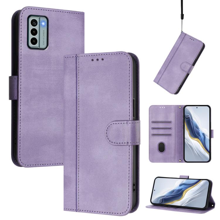 Line Splicing Buckle Retro Leather Phone Case, For Nokia G42 / G310, For Nokia C300, For Nokia C22, For Nokia C12, For Nokia G22, For Nokia C32