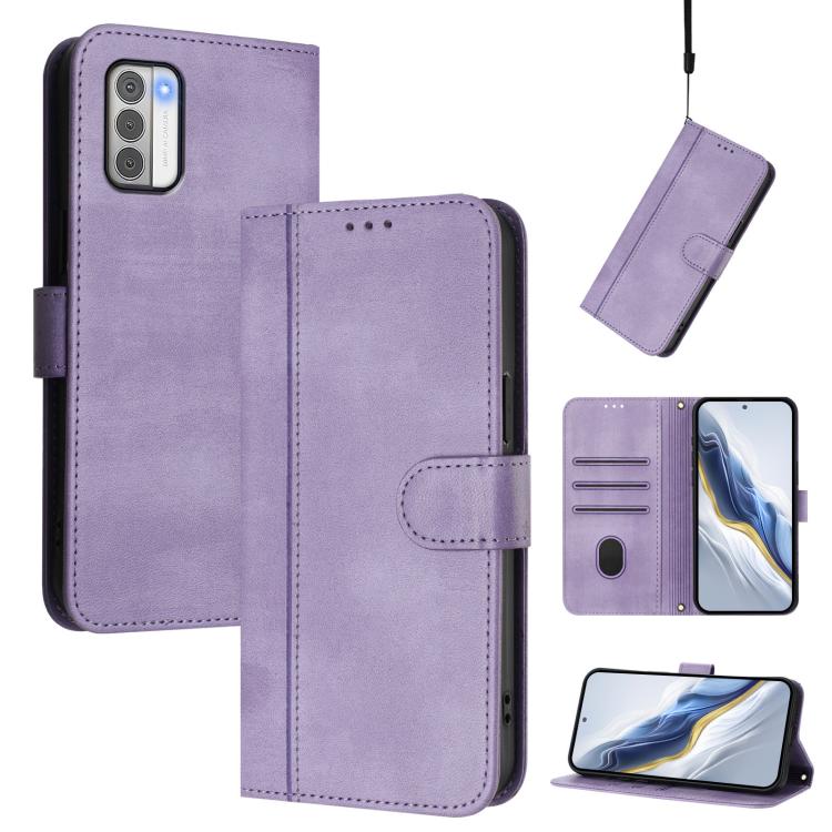 Line Splicing Buckle Retro Leather Phone Case, For Nokia G42 / G310, For Nokia C300, For Nokia C22, For Nokia C12, For Nokia G22, For Nokia C32