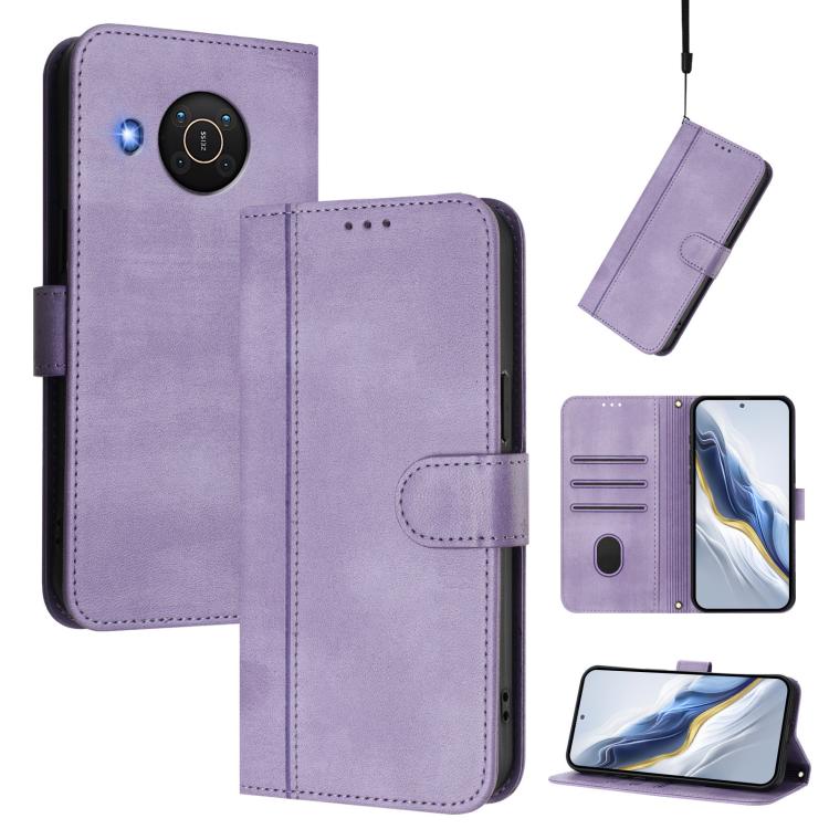 Line Splicing Buckle Retro Leather Phone Case, For Nokia XR20, For Nokia C10 / C20, For Nokia X20 / X10, For Nokia 6.3 / G20 / G10