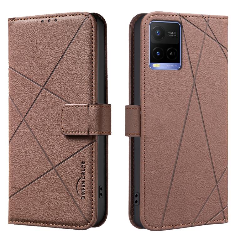 Geometric Pattern RFID Leather Phone Case, For vivo Y35 4G / Y22S, For vivo Y21 / Y21S / Y33S, For vivo Y27 4G