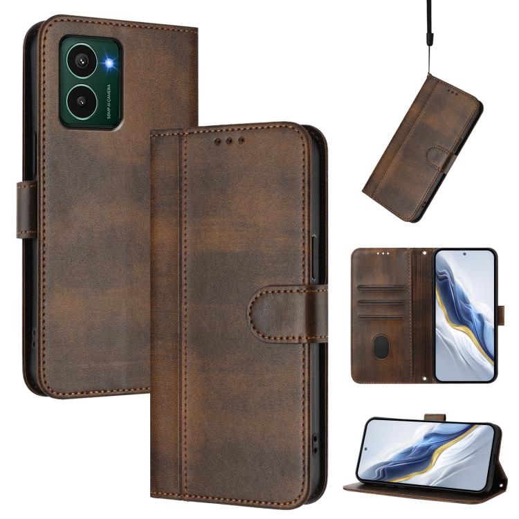 Line Splicing Buckle Retro Leather Phone Case, For HMD Fuison, For HMD Skyline, For HMD Pulse Pro / Pulse / Pulse+