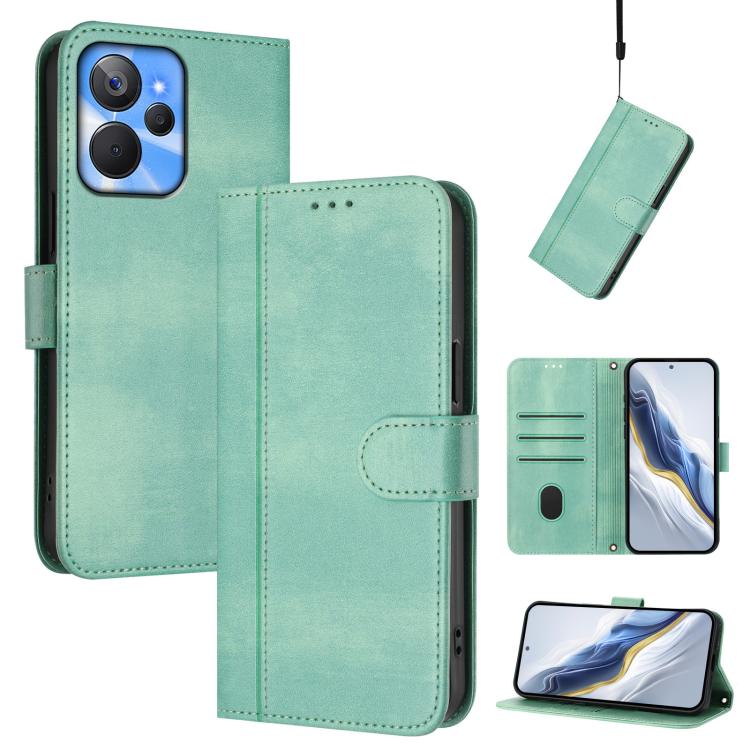 Line Splicing Buckle Retro Leather Phone Case, For Realme C33 2023 / 2022, For Realme 10T 5G / 10s 5G / 9i 5G Indian, For Realme GT3 5G / GT Neo 5 240W, For Realme 10 Pro 5G, For Realme 10 Pro+ 5G, For Realme 10 4G Global