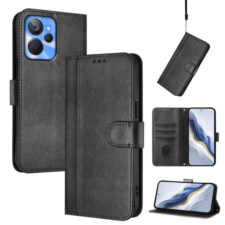 Line Splicing Buckle Retro Leather Phone Case, For Realme C33 2023 / 2022, For Realme 10T 5G / 10s 5G / 9i 5G Indian, For Realme GT3 5G / GT Neo 5 240W, For Realme 10 Pro 5G, For Realme 10 Pro+ 5G, For Realme 10 4G Global