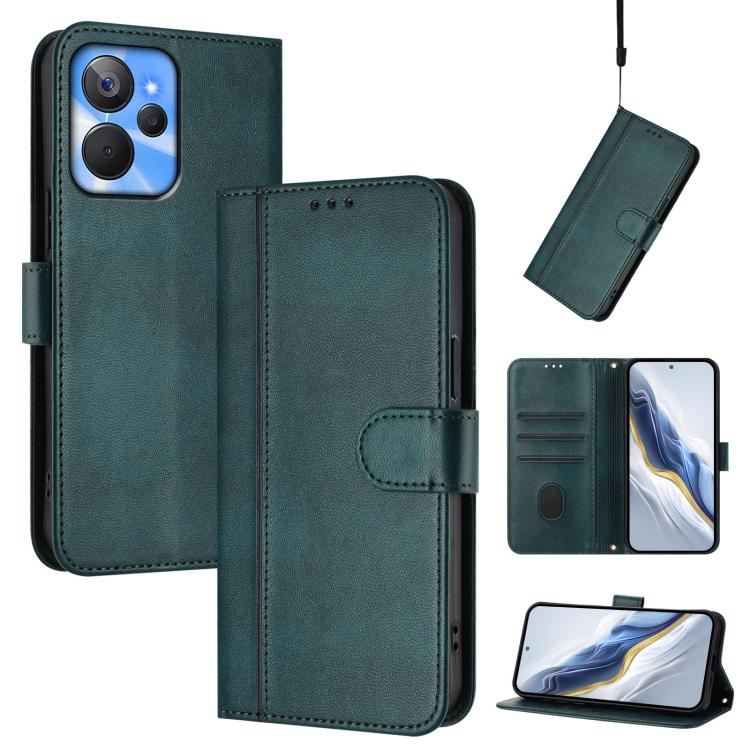 Line Splicing Buckle Retro Leather Phone Case, For Realme C33 2023 / 2022, For Realme 10T 5G / 10s 5G / 9i 5G Indian, For Realme GT3 5G / GT Neo 5 240W, For Realme 10 Pro 5G, For Realme 10 Pro+ 5G, For Realme 10 4G Global