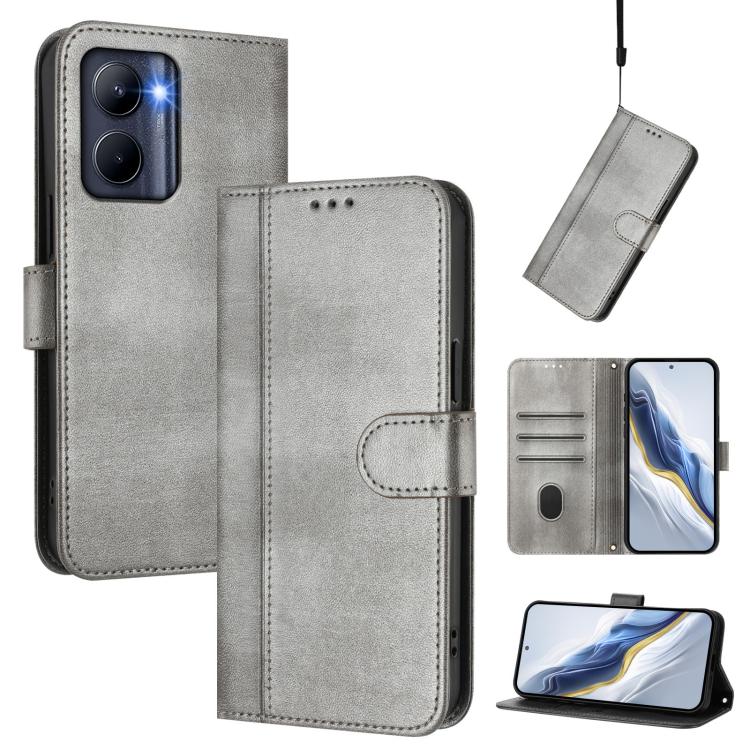 Line Splicing Buckle Retro Leather Phone Case, For Realme C33 2023 / 2022, For Realme 10T 5G / 10s 5G / 9i 5G Indian, For Realme GT3 5G / GT Neo 5 240W, For Realme 10 Pro 5G, For Realme 10 Pro+ 5G, For Realme 10 4G Global
