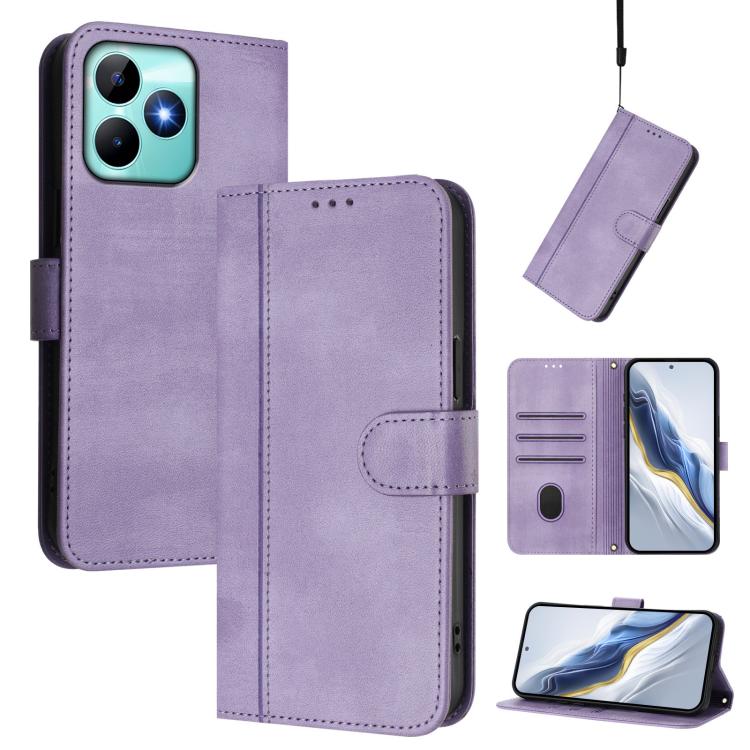 Line Splicing Buckle Retro Leather Phone Case, For Realme 13 Pro 5G / 13 Pro+ 5G Global, For Realme Note 60 4G Global / C61 4G India, For Realme GT 6 5G / GT 6T 5G Global, For Realme C67 4G / 12 Lite 4G Global, For Realme 12 Pro 5G / 12 Pro+ 5G Global ...