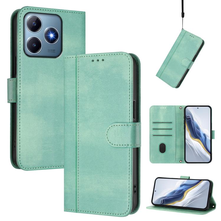 Line Splicing Buckle Retro Leather Phone Case, For Realme GT 7 Pro / GT7 Pro Racing, For Realme C63 5G Global, For Realme 12 5G / 12x 5G / C65 5G Global, For Realme 13 4G / 12 4G / P1 5G Global, For Realme C61 4G / C63 4G Global, For Realme 13+ 5G Global