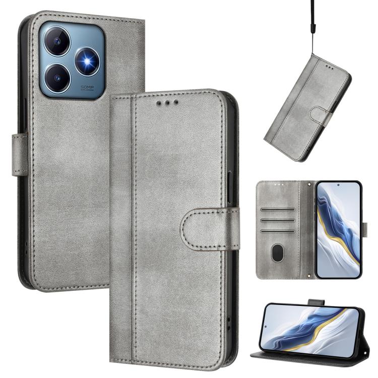 Line Splicing Buckle Retro Leather Phone Case, For Realme GT 7 Pro / GT7 Pro Racing, For Realme C63 5G Global, For Realme 12 5G / 12x 5G / C65 5G Global, For Realme 13 4G / 12 4G / P1 5G Global, For Realme C61 4G / C63 4G Global, For Realme 13+ 5G Global