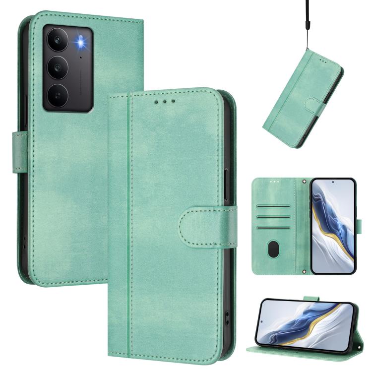 Line Splicing Buckle Retro Leather Phone Case, For Realme 14 5G / 14T 5G Global, For Realme P3 Ultra 5G, For Realme P3 5G, For Realme P3 Pro 5G Global, For Realme 14 Pro+ 5G, For Realme C75 4G / 14x 5G Global