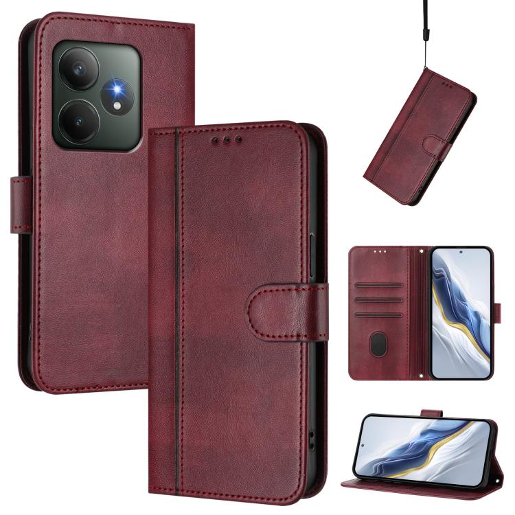 Line Splicing Buckle Retro Leather Phone Case, For Realme 13 Pro 5G / 13 Pro+ 5G Global, For Realme Note 60 4G Global / C61 4G India, For Realme GT 6 5G / GT 6T 5G Global, For Realme C67 4G / 12 Lite 4G Global, For Realme 12 Pro 5G / 12 Pro+ 5G Global ...