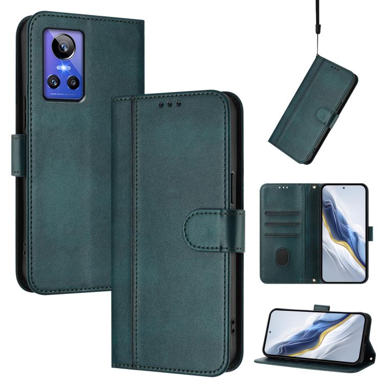 Line Splicing Buckle Retro Leather Phone Case, For Realme C30 4G / C30s / Narzo 50i Prime, For Realme GT Neo 3T, For Realme 9 Pro+ 5G / 9 4G Global, For Realme GT Neo 3, For Realme 9 Pro 5G Global / 9 5G EU Version, For Realme C20 / C11 2021 / C21