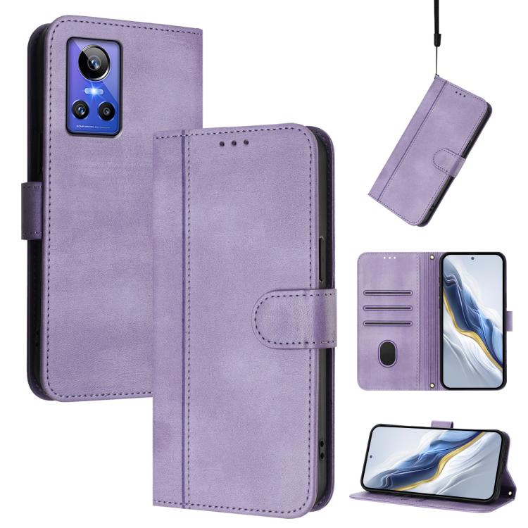 Line Splicing Buckle Retro Leather Phone Case, For Realme C30 4G / C30s / Narzo 50i Prime, For Realme GT Neo 3T, For Realme 9 Pro+ 5G / 9 4G Global, For Realme GT Neo 3, For Realme 9 Pro 5G Global / 9 5G EU Version, For Realme C20 / C11 2021 / C21