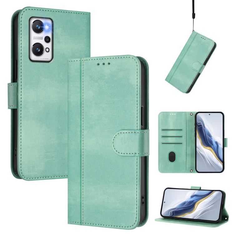 Line Splicing Buckle Retro Leather Phone Case, For Realme C30 4G / C30s / Narzo 50i Prime, For Realme GT Neo 3T, For Realme 9 Pro+ 5G / 9 4G Global, For Realme GT Neo 3, For Realme 9 Pro 5G Global / 9 5G EU Version, For Realme C20 / C11 2021 / C21