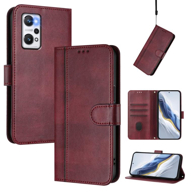 Line Splicing Buckle Retro Leather Phone Case, For Realme C30 4G / C30s / Narzo 50i Prime, For Realme GT Neo 3T, For Realme 9 Pro+ 5G / 9 4G Global, For Realme GT Neo 3, For Realme 9 Pro 5G Global / 9 5G EU Version, For Realme C20 / C11 2021 / C21