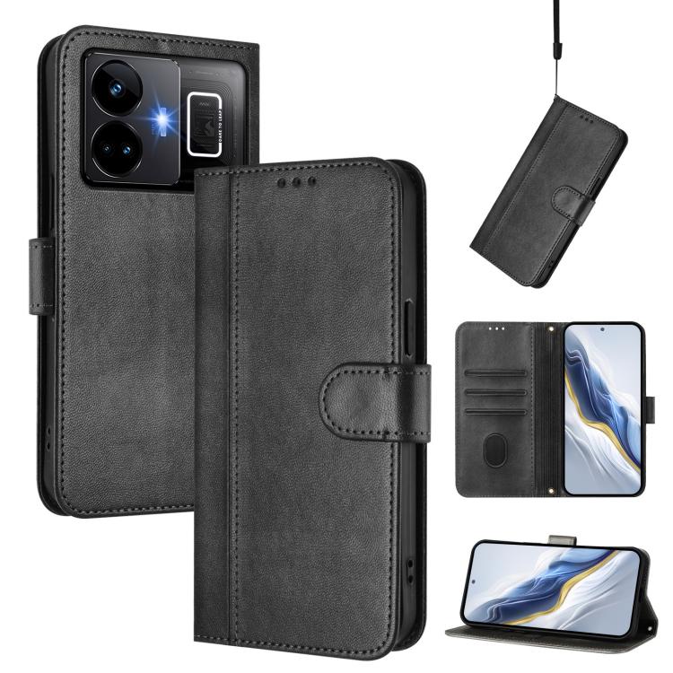 Line Splicing Buckle Retro Leather Phone Case, For Realme C33 2023 / 2022, For Realme 10T 5G / 10s 5G / 9i 5G Indian, For Realme GT3 5G / GT Neo 5 240W, For Realme 10 Pro 5G, For Realme 10 Pro+ 5G, For Realme 10 4G Global