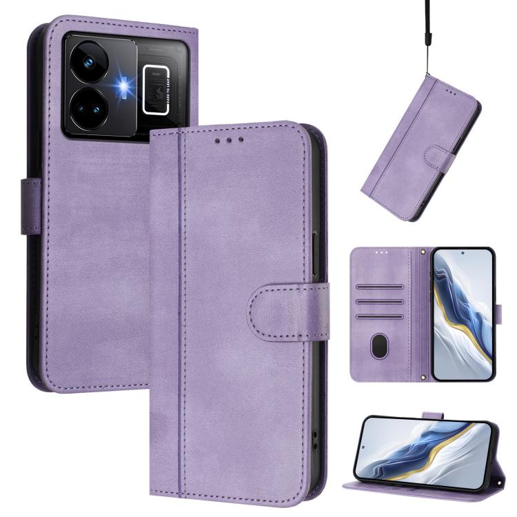 Line Splicing Buckle Retro Leather Phone Case, For Realme C33 2023 / 2022, For Realme 10T 5G / 10s 5G / 9i 5G Indian, For Realme GT3 5G / GT Neo 5 240W, For Realme 10 Pro 5G, For Realme 10 Pro+ 5G, For Realme 10 4G Global