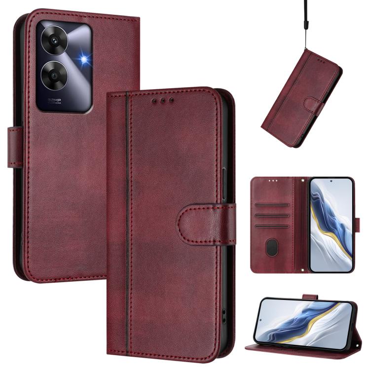 Line Splicing Buckle Retro Leather Phone Case, For Realme 13 Pro 5G / 13 Pro+ 5G Global, For Realme Note 60 4G Global / C61 4G India, For Realme GT 6 5G / GT 6T 5G Global, For Realme C67 4G / 12 Lite 4G Global, For Realme 12 Pro 5G / 12 Pro+ 5G Global ...