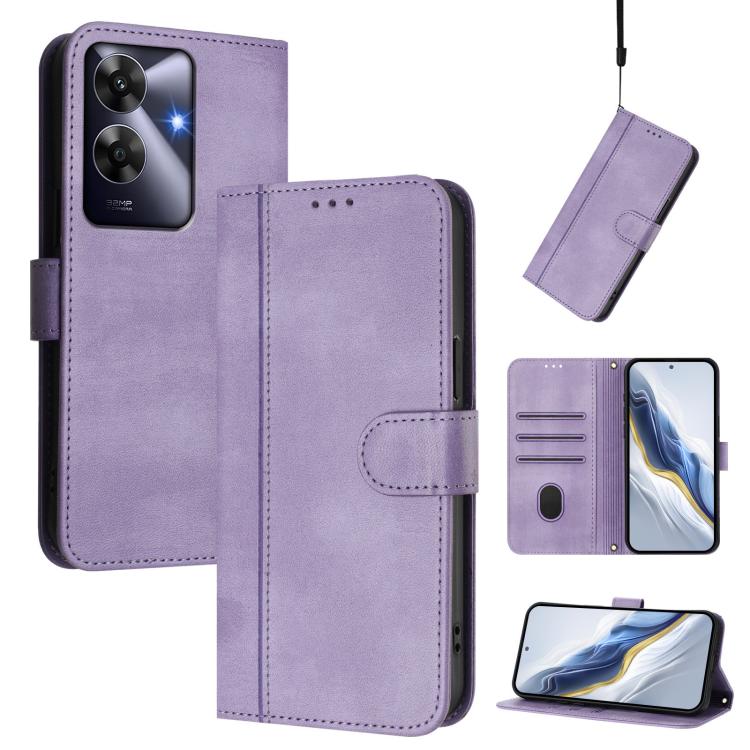 Line Splicing Buckle Retro Leather Phone Case, For Realme 13 Pro 5G / 13 Pro+ 5G Global, For Realme Note 60 4G Global / C61 4G India, For Realme GT 6 5G / GT 6T 5G Global, For Realme C67 4G / 12 Lite 4G Global, For Realme 12 Pro 5G / 12 Pro+ 5G Global ...