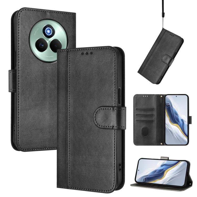 Line Splicing Buckle Retro Leather Phone Case, For Realme 14 5G / 14T 5G Global, For Realme P3 Ultra 5G, For Realme P3 5G, For Realme P3 Pro 5G Global, For Realme 14 Pro+ 5G, For Realme C75 4G / 14x 5G Global