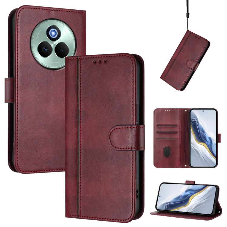Line Splicing Buckle Retro Leather Phone Case, For Realme 14 5G / 14T 5G Global, For Realme P3 Ultra 5G, For Realme P3 5G, For Realme P3 Pro 5G Global, For Realme 14 Pro+ 5G, For Realme C75 4G / 14x 5G Global