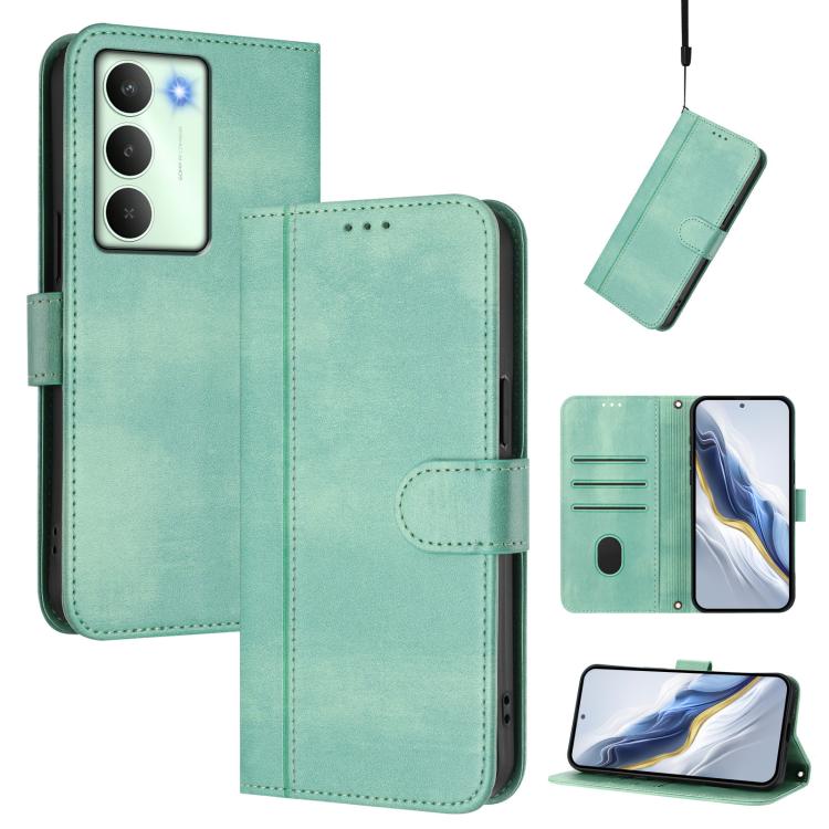 Line Splicing Buckle Retro Leather Phone Case, For Realme P4 5G, For Realme 15T 5G Global, For Realme 15 5G / 15 Pro 5G Global, For Realme C71 4G Global, For Realme V70 5G / C75 5G, For Realme Narzo 80 Pro / 14 Pro 5G India