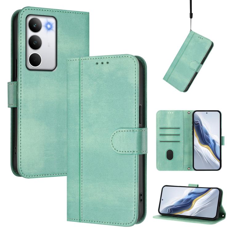 Line Splicing Buckle Retro Leather Phone Case, For Realme P4 5G, For Realme 15T 5G Global, For Realme 15 5G / 15 Pro 5G Global, For Realme C71 4G Global, For Realme V70 5G / C75 5G, For Realme Narzo 80 Pro / 14 Pro 5G India