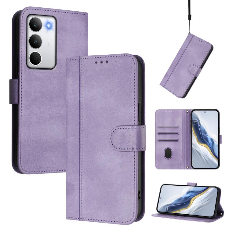 Line Splicing Buckle Retro Leather Phone Case, For Realme P4 5G, For Realme 15T 5G Global, For Realme 15 5G / 15 Pro 5G Global, For Realme C71 4G Global, For Realme V70 5G / C75 5G, For Realme Narzo 80 Pro / 14 Pro 5G India