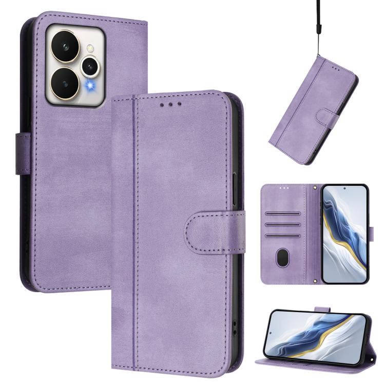 Line Splicing Buckle Retro Leather Phone Case, For Realme P4 5G, For Realme 15T 5G Global, For Realme 15 5G / 15 Pro 5G Global, For Realme C71 4G Global, For Realme V70 5G / C75 5G, For Realme Narzo 80 Pro / 14 Pro 5G India