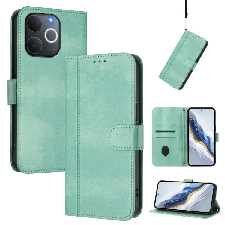Line Splicing Buckle Retro Leather Phone Case, For Realme 16 5G Global, For Realme 16 Pro+ 5G Global, For Realme 16 Pro 5G Global, For Realme C71 4G India / Note 70 4G, For Realme C85 5G / 15x 5G India, For Realme P4 Pro 5G