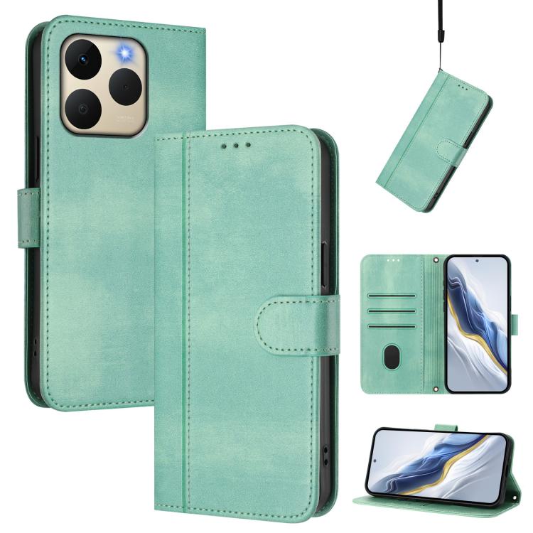 Line Splicing Buckle Retro Leather Phone Case, For Realme P4 5G, For Realme 15T 5G Global, For Realme 15 5G / 15 Pro 5G Global, For Realme C71 4G Global, For Realme V70 5G / C75 5G, For Realme Narzo 80 Pro / 14 Pro 5G India