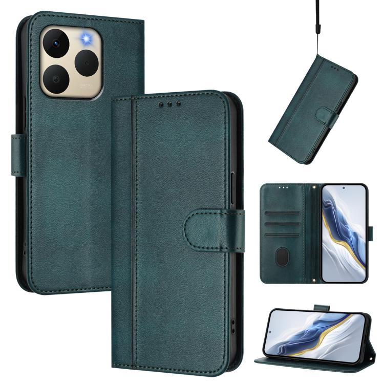 Line Splicing Buckle Retro Leather Phone Case, For Realme P4 5G, For Realme 15T 5G Global, For Realme 15 5G / 15 Pro 5G Global, For Realme C71 4G Global, For Realme V70 5G / C75 5G, For Realme Narzo 80 Pro / 14 Pro 5G India