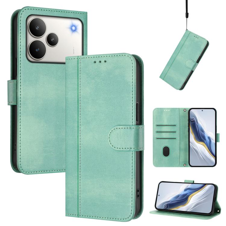 Line Splicing Buckle Retro Leather Phone Case, For Realme P4 5G, For Realme 15T 5G Global, For Realme 15 5G / 15 Pro 5G Global, For Realme C71 4G Global, For Realme V70 5G / C75 5G, For Realme Narzo 80 Pro / 14 Pro 5G India