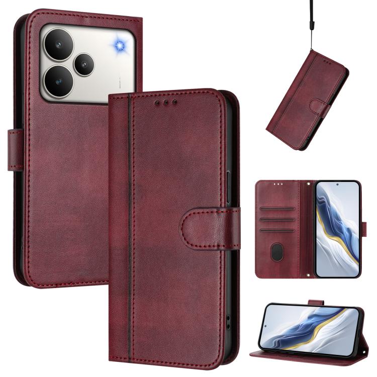 Line Splicing Buckle Retro Leather Phone Case, For Realme P4 5G, For Realme 15T 5G Global, For Realme 15 5G / 15 Pro 5G Global, For Realme C71 4G Global, For Realme V70 5G / C75 5G, For Realme Narzo 80 Pro / 14 Pro 5G India