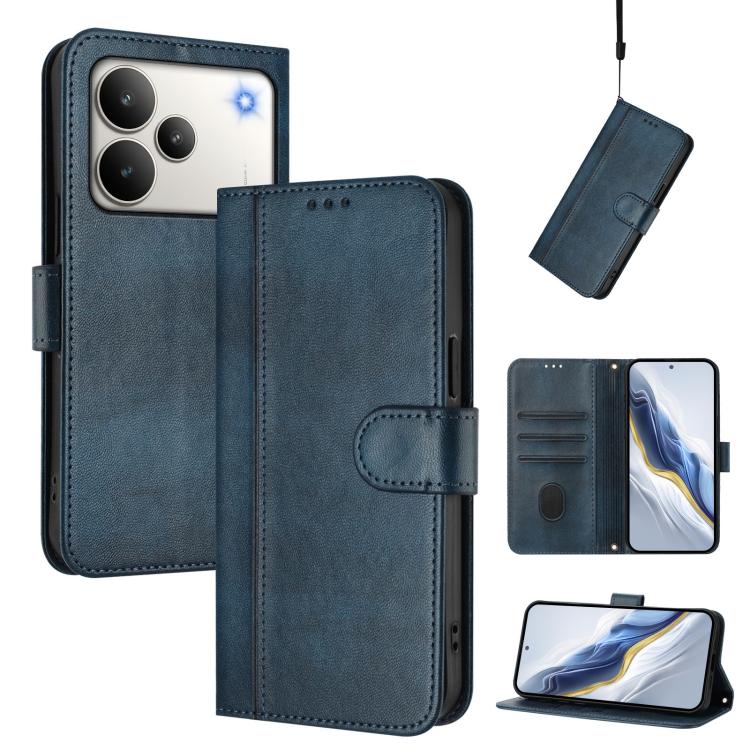 Line Splicing Buckle Retro Leather Phone Case, For Realme P4 5G, For Realme 15T 5G Global, For Realme 15 5G / 15 Pro 5G Global, For Realme C71 4G Global, For Realme V70 5G / C75 5G, For Realme Narzo 80 Pro / 14 Pro 5G India