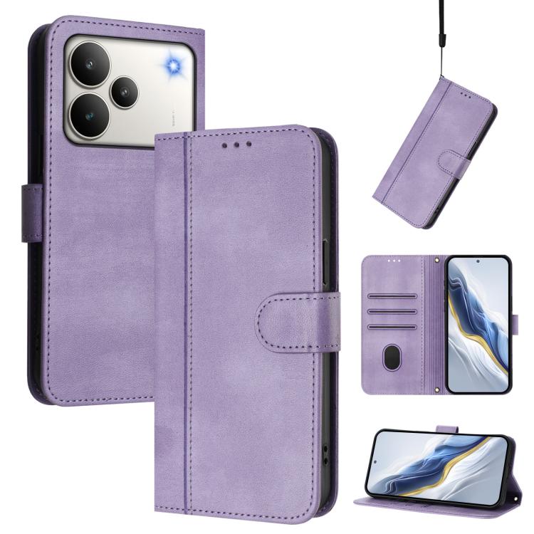 Line Splicing Buckle Retro Leather Phone Case, For Realme P4 5G, For Realme 15T 5G Global, For Realme 15 5G / 15 Pro 5G Global, For Realme C71 4G Global, For Realme V70 5G / C75 5G, For Realme Narzo 80 Pro / 14 Pro 5G India