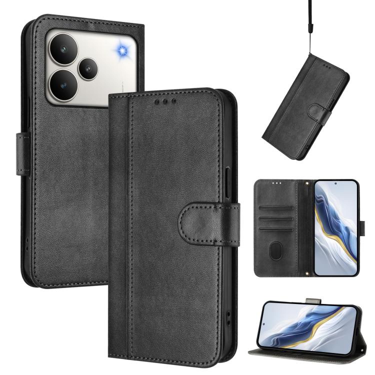 Line Splicing Buckle Retro Leather Phone Case, For Realme 16 5G Global, For Realme 16 Pro+ 5G Global, For Realme 16 Pro 5G Global, For Realme C71 4G India / Note 70 4G, For Realme C85 5G / 15x 5G India, For Realme P4 Pro 5G