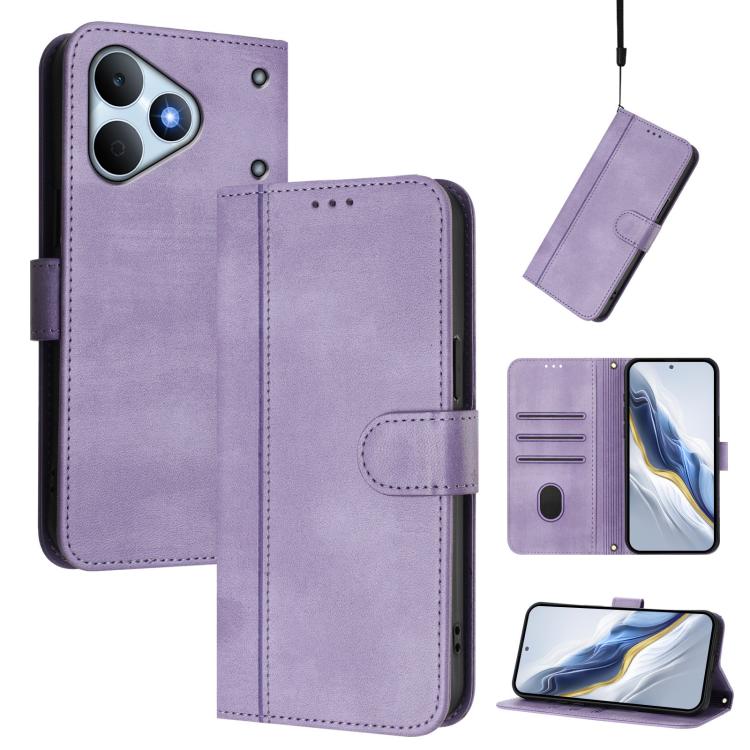 Line Splicing Buckle Retro Leather Phone Case, For Realme P4x 5G / OnePlus Nord CE6 Lite, For Realme 16T 5G Global, For Realme C100 5G, For Realme P4 Power 5G, For Realme Note 80 4G Global, For Realme C83 5G India