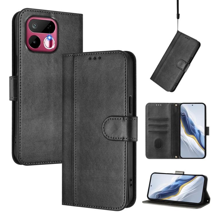 Line Splicing Buckle Retro Leather Phone Case, For Realme P4x 5G / OnePlus Nord CE6 Lite, For Realme 16T 5G Global, For Realme C100 5G, For Realme P4 Power 5G, For Realme Note 80 4G Global, For Realme C83 5G India