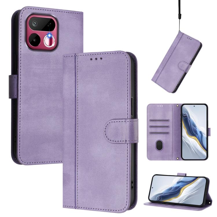 Line Splicing Buckle Retro Leather Phone Case, For Realme P4x 5G / OnePlus Nord CE6 Lite, For Realme 16T 5G Global, For Realme C100 5G, For Realme P4 Power 5G, For Realme Note 80 4G Global, For Realme C83 5G India